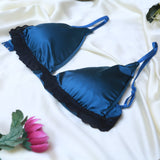 Silk Bra Adjustable Strap V Neck Hook Triangle Bralette