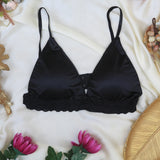 Silk Bra Adjustable Strap V Neck Hook Triangle Bralette