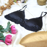 Silk Bra Adjustable Strap V Neck Hook Triangle Bralette