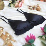 Silk Bra Adjustable Strap V Neck Hook Triangle Bralette