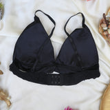 Silk Bra Adjustable Strap V Neck Hook Triangle Bralette