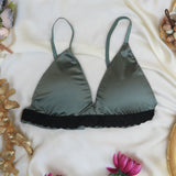 Silk Bra Adjustable Strap V Neck Hook Triangle Bralette