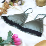 Silk Bra Adjustable Strap V Neck Hook Triangle Bralette