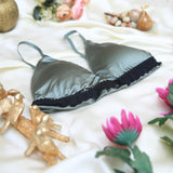 Silk Bra Adjustable Strap V Neck Hook Triangle Bralette