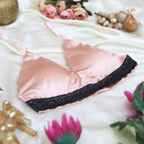 Silk Bra Adjustable Strap V Neck Hook Triangle Bralette